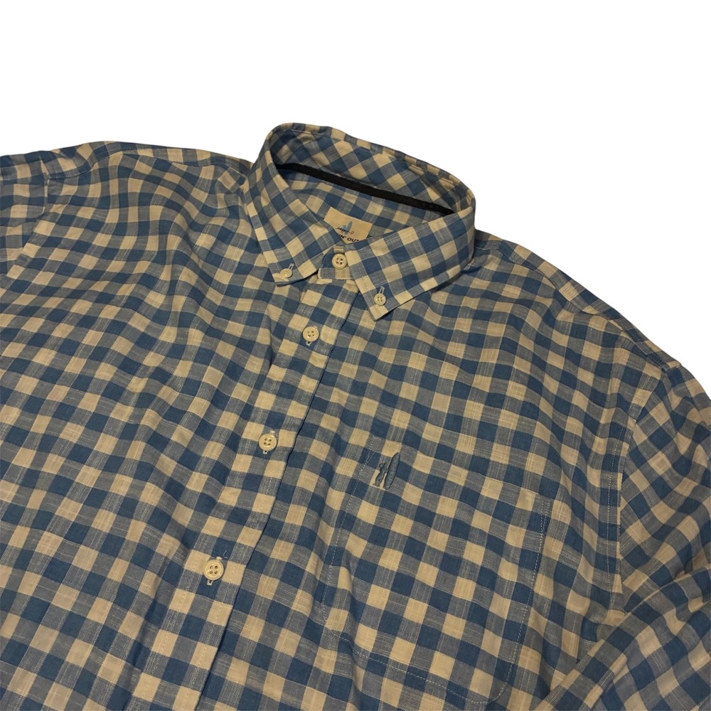 Johnnie-O Hangin' Out Mens Blue Gingham Check Button Down Shirt Long Sleeve XL